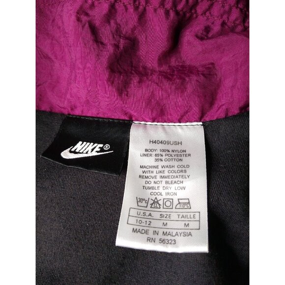 Vtg 80s Nike Track Jacket Women M Black Maroon Bold Pattern Festival Windbreaker - Picture 8 of 8